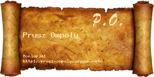 Prusz Ompoly névjegykártya